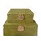Kingston Living Medallion Rectangular Decorative Boxes - 12" - Green and Gold - Set of 2